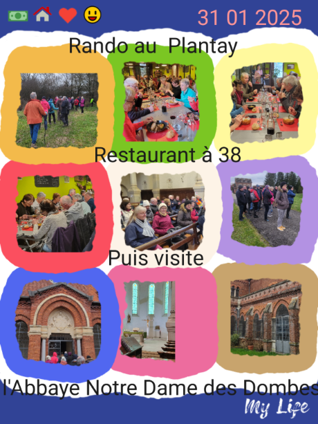 "Ce vendredi 31janvier 36 marcheurs sont partis du Plantay pour 13 km au milieu des étangs . 2 sont venus les rejoindre au restaurant à Saint Nizier le Désert autour d'un bon repas avant de finir la journée par la visite guidée de l'Abbaye de Notre Dame des Dombes."